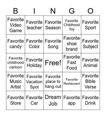 All About Shardy Bingo Card