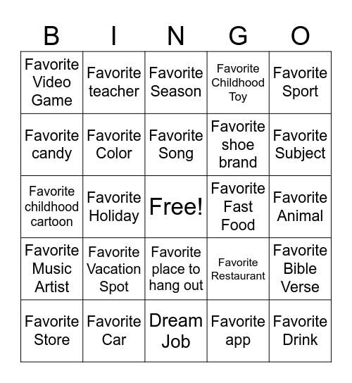 All About Shardy Bingo Card