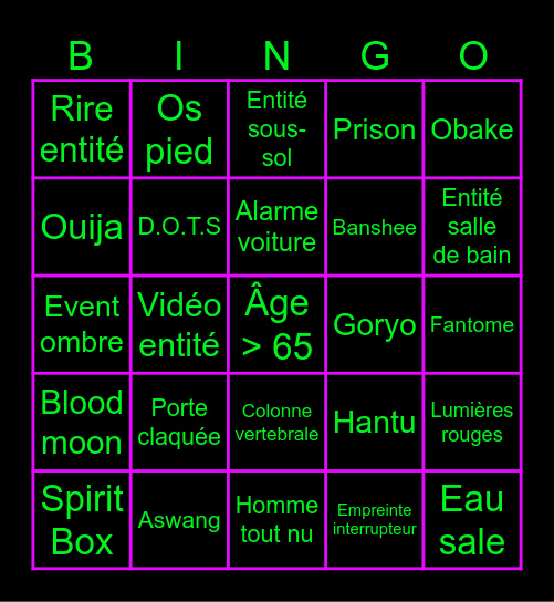 Bingo Phasmophobia Bingo Card