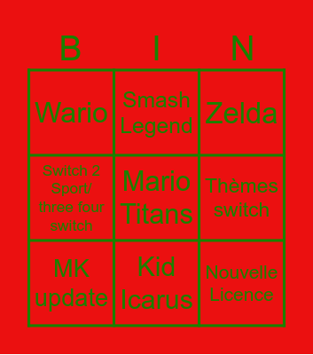 Bintndo Bingo Card