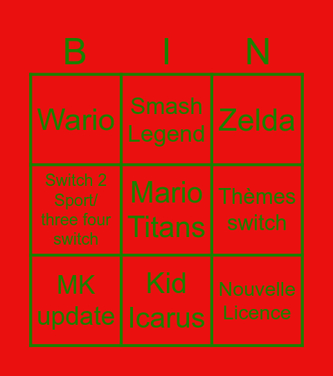 Bintndo Bingo Card