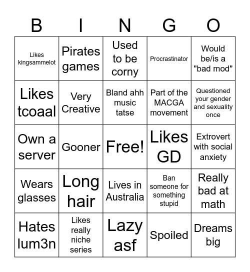 CrazyAussie Bingo Card