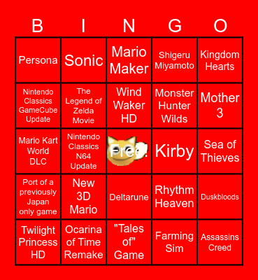 Nintendo Direct 9 JUN 2026 Bingo Card