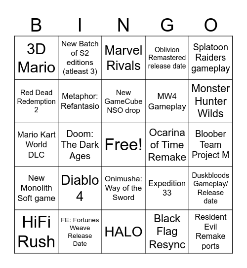 6/9 Direct predictions Bingo Card