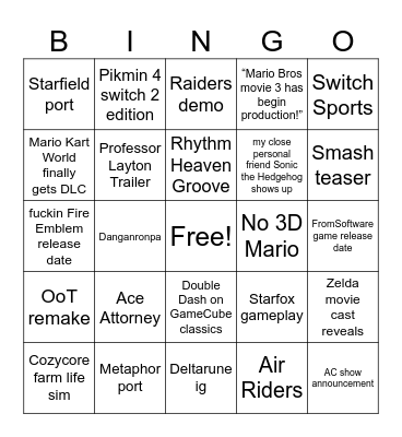 June 9th Direct Bingo Card