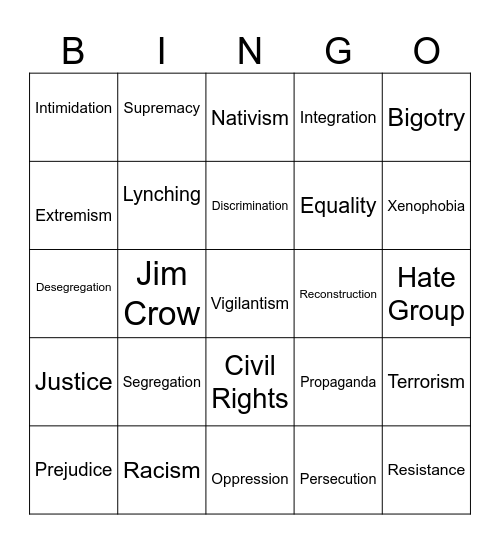 k k k Bingo Card