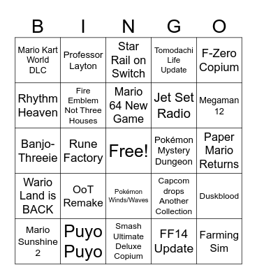 Random Nintendo Direct Bingo Card