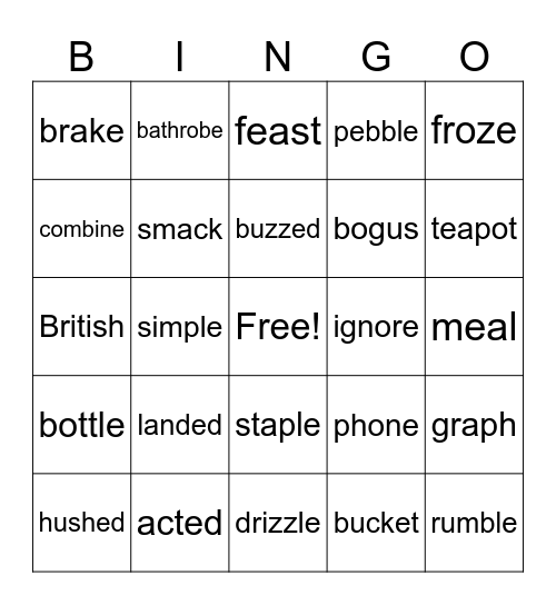 4th grade Bingo Card