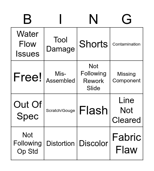 Quality Member of the Month Bingo Card
