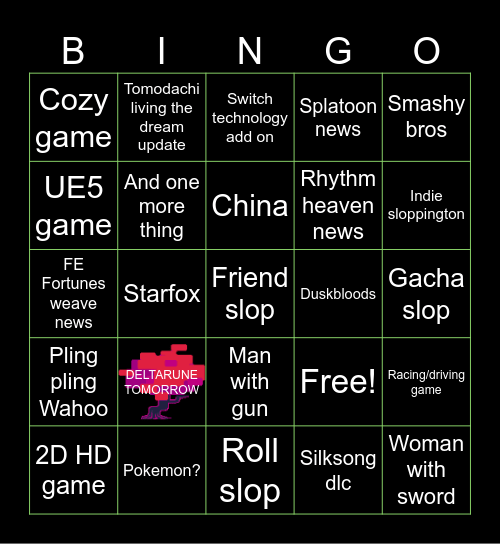 Nintendo freakin direct Bingo Card