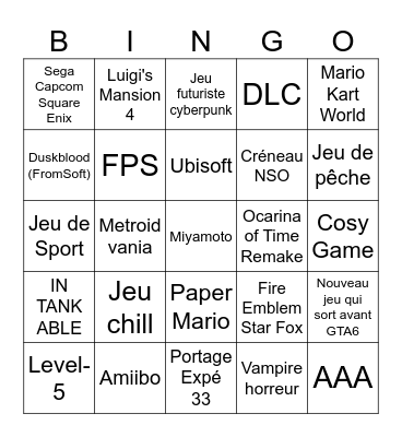 Nintendo Direct 09/06/2026 Bingo Card