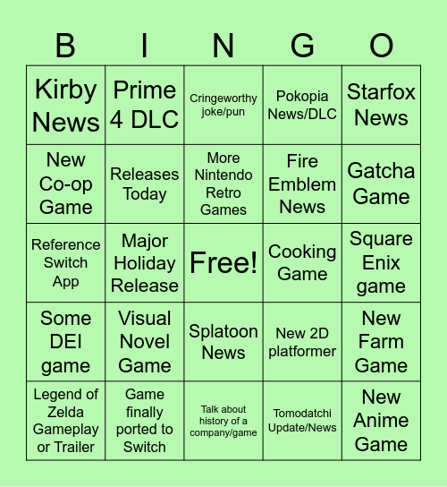 Realistic Direct Bingo Card