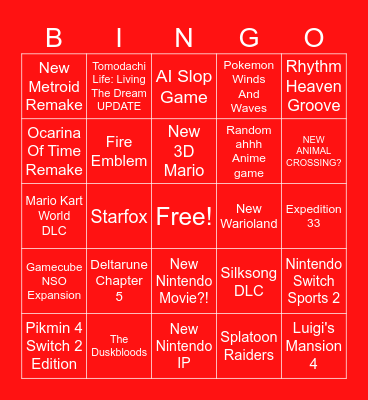 Nintendo Direct - 6/9/26 Bingo Card