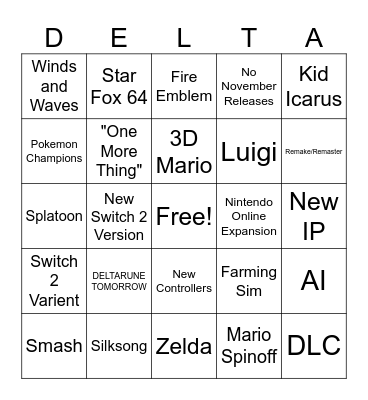 June 2026 Nintendo Direct Bingo Card