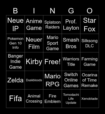 Nintendo Direkt Juni 26 Bingo Card