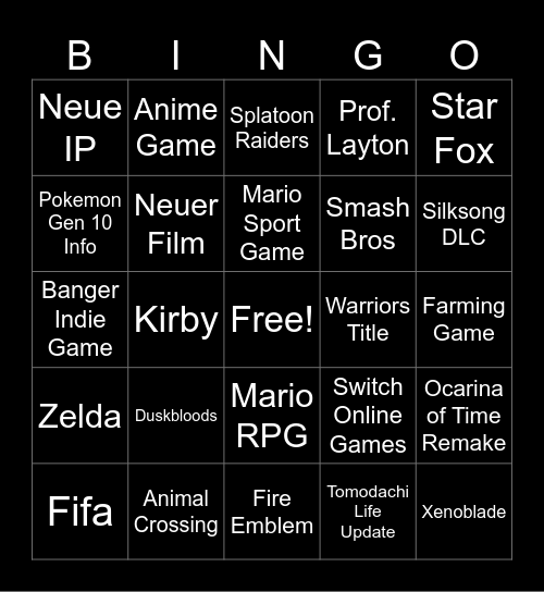 Nintendo Direkt Juni 26 Bingo Card