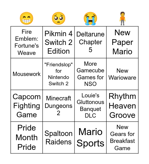 Nintendo Direct 6.9.2026 Bingo Card