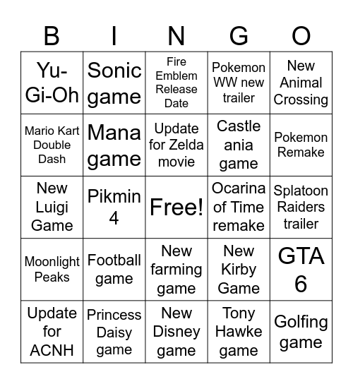 Jan Bingo Card