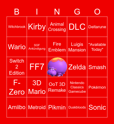 Nintendo Direct 09.06.2026 Bingo Card