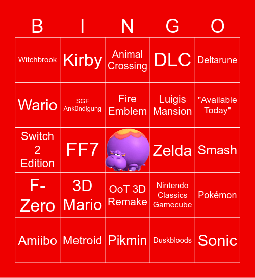 Nintendo Direct 09.06.2026 Bingo Card