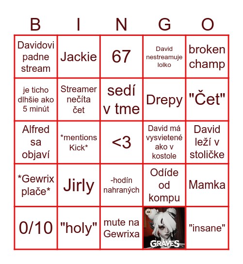 David na druhú Bingo Card