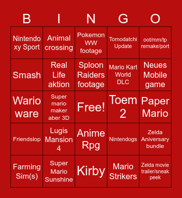 Juni Nintendo Direct BINGO Card