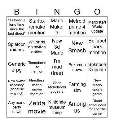 Direct Bingo Card