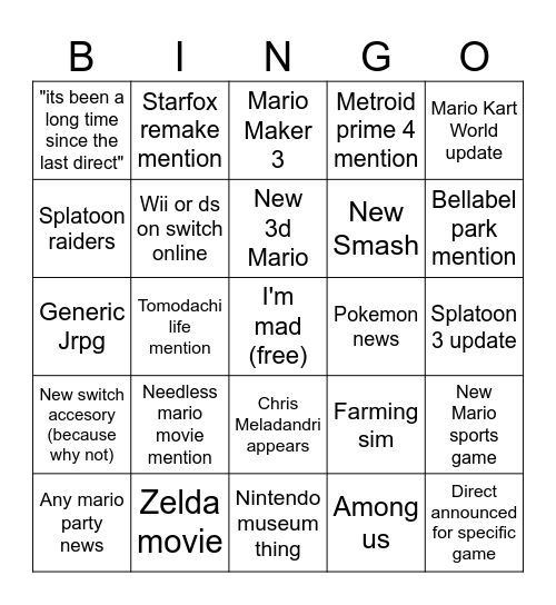 Direct Bingo Card