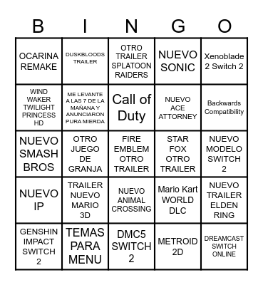 Switch 2 Bingo Card