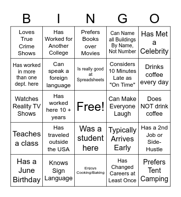 Find Someone Who...Bingo Card