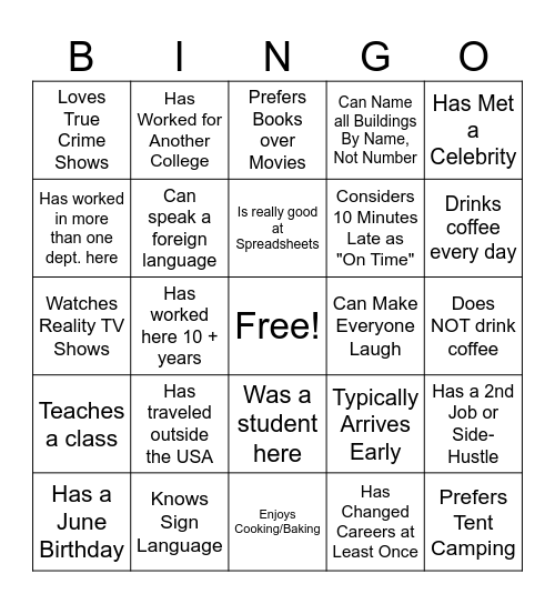 Find Someone Who...Bingo Card