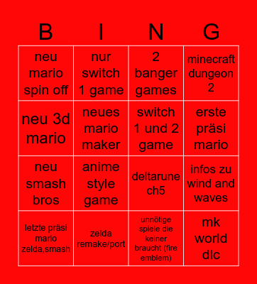 nintendo direct bingo 9.6.2026 Bingo Card