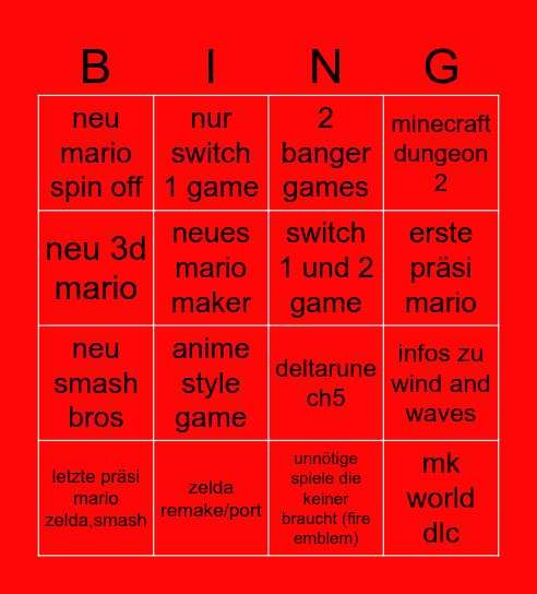 nintendo direct bingo 9.6.2026 Bingo Card