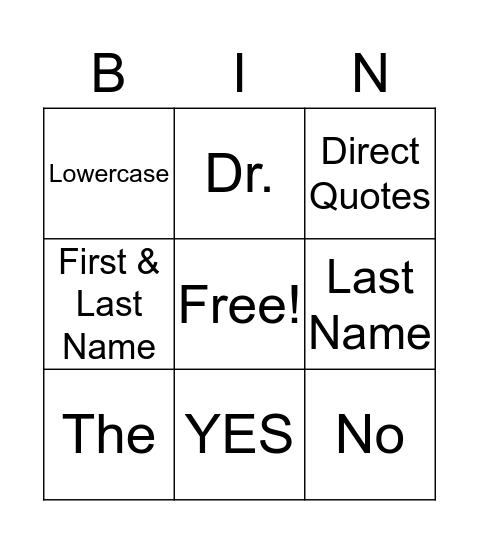 Untitled Bingo Card