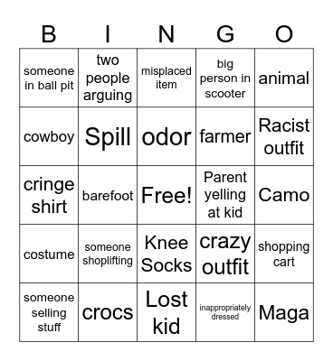 Walmart Bingo Card