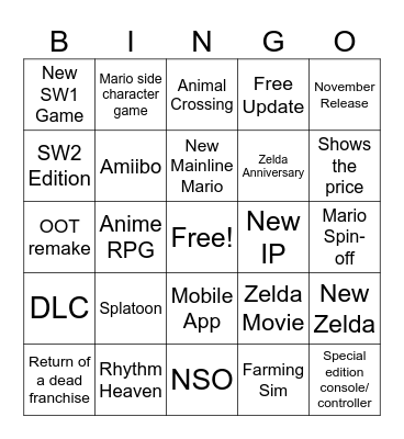 Unlimited Games Bingo Card