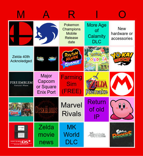 Nintendo Direct Bingo Card