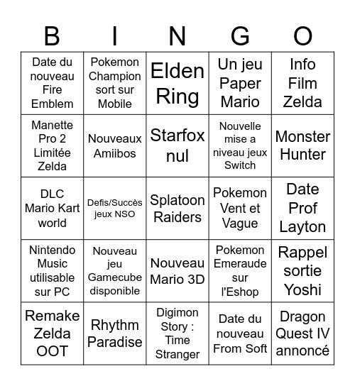 NintendoDirect non-e3 2026 Roku Bingo Card