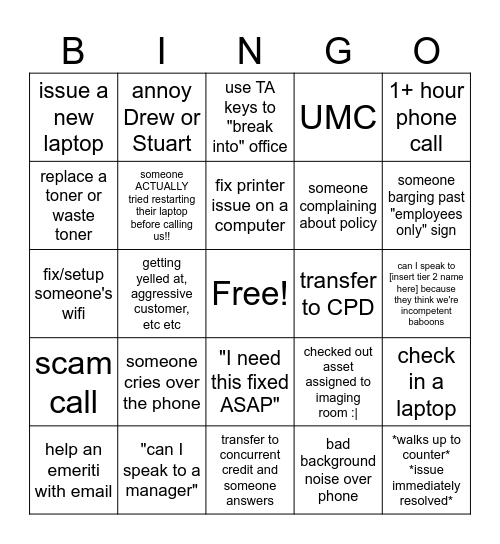 Summer IT Bingo Card