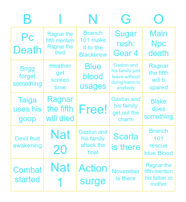 Marine DND episode 71 Bingo Card