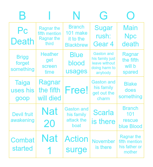 Marine DND episode 71 Bingo Card