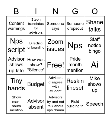 Untitled Bingo Card