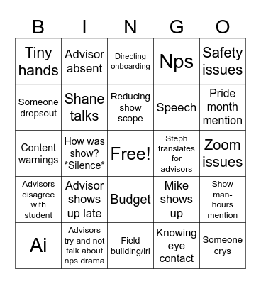 dt bingo (spring 25/26) Bingo Card