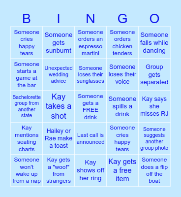 BACHELORETTE BINGO Card