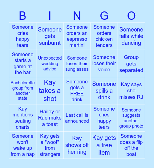 BACHELORETTE BINGO Card