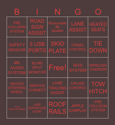4 RUNNER BINGO Card