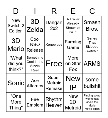 June 9th Direct Bingo Card