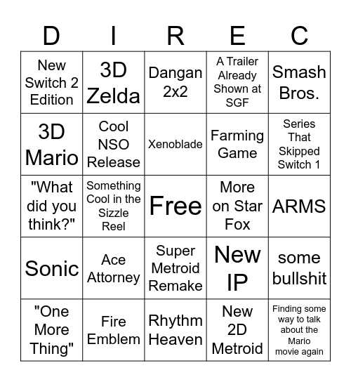 June 9th Direct Bingo Card