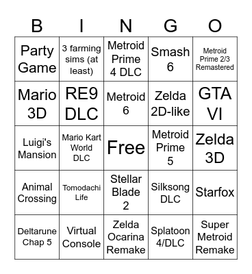 Nintendo Direct 09/06 Bingo Card