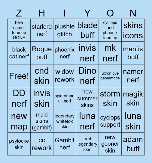 disappointments Bingo Card